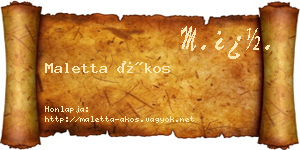 Maletta Ákos névjegykártya